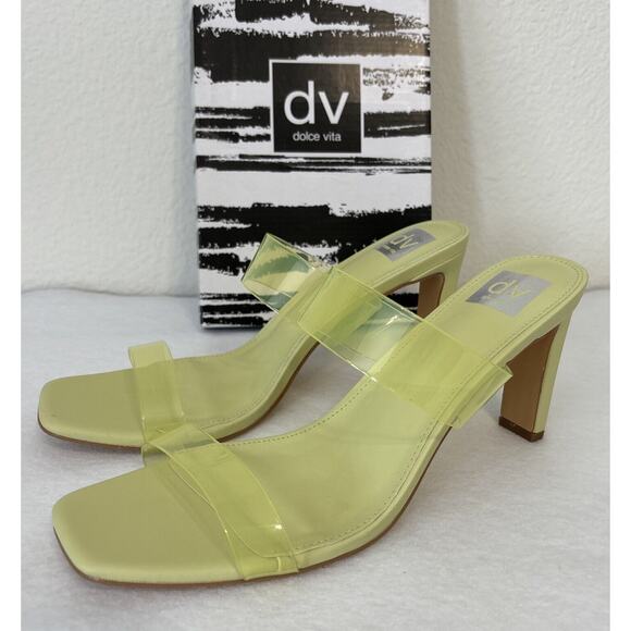 DV Dolce Vita Selsta Heels Clear Lime Slip On Womens Size 11 Heeled‎ Sandal - Picture 1 of 6
